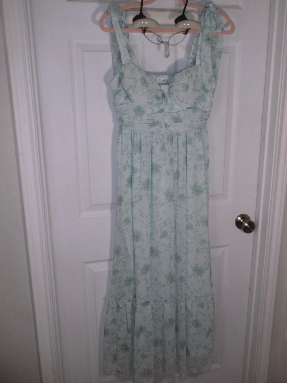 Blu Pepper Light Green Floral Midi Dress